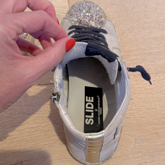Golden Goose Slide Sneakers Cream / Multi Glitter Size 40 - Pre Owned - Picture 13 of 17